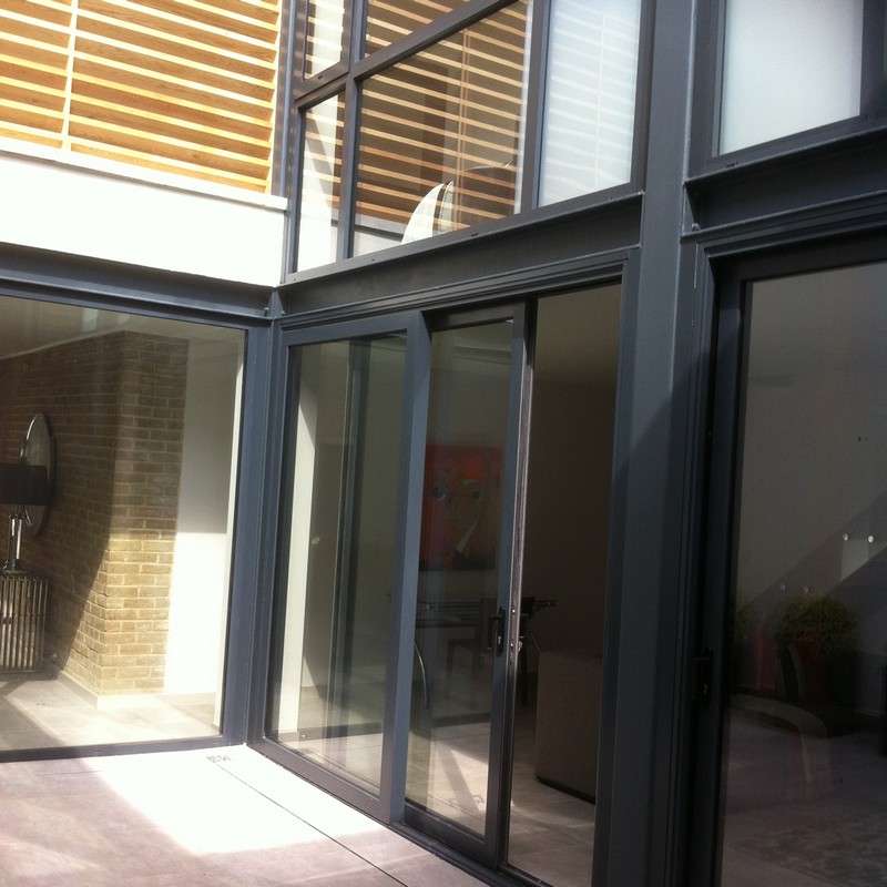 Anthracite aluminium sliding patio doors fitted in Oxford